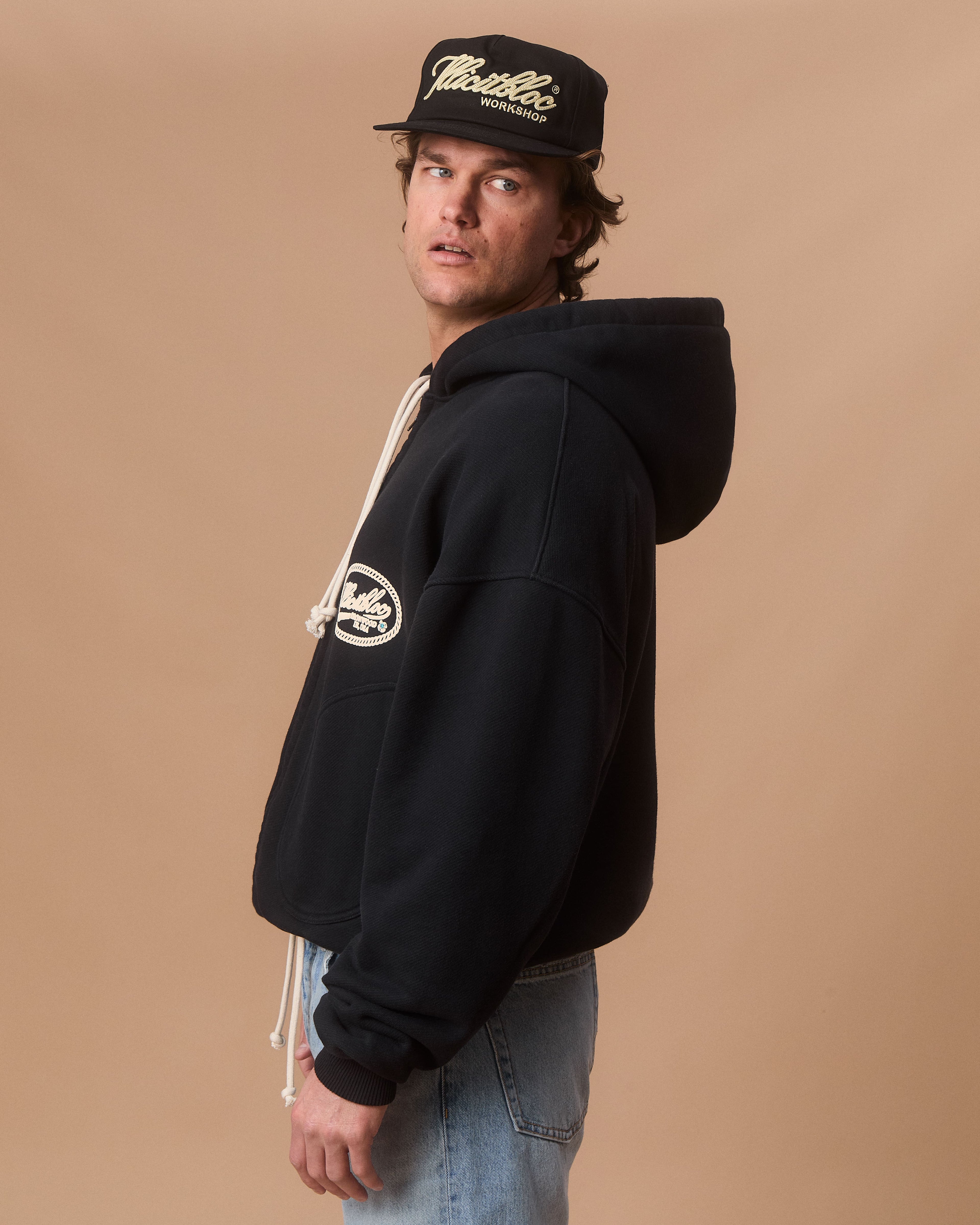 CONCHO IRONWEAVE™ ZIP HOODIE - VINTAGE BLACK