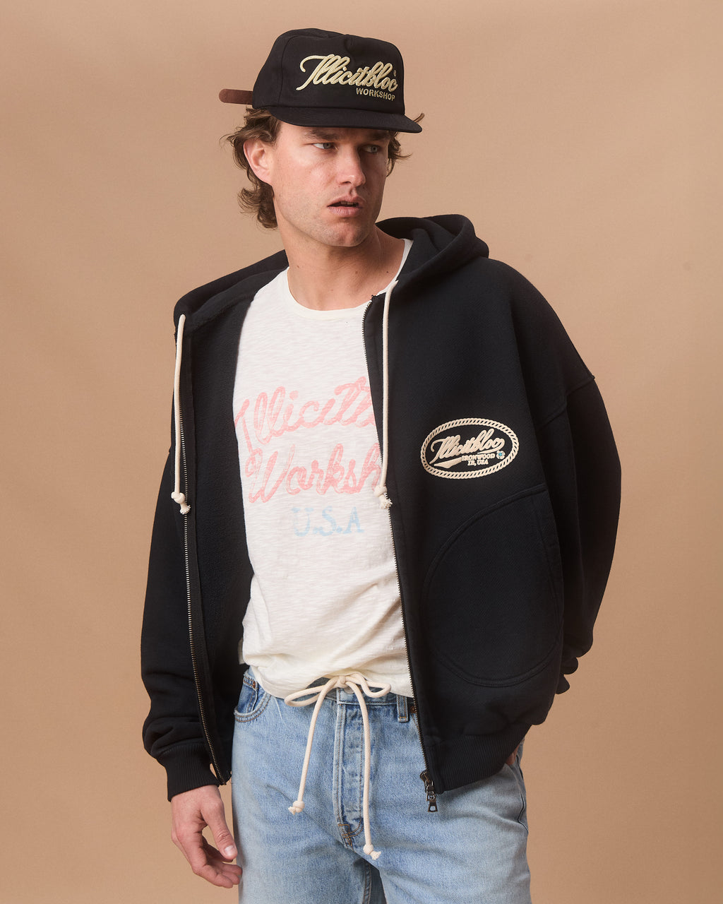 CONCHO IRONWEAVE™ ZIP HOODIE - VINTAGE BLACK