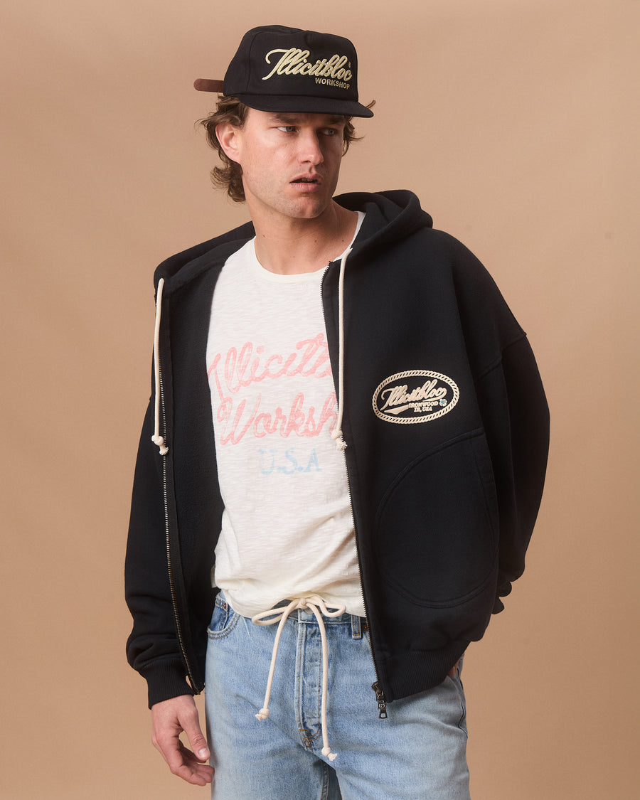 CONCHO IRONWEAVE™ ZIP HOODIE - VINTAGE BLACK