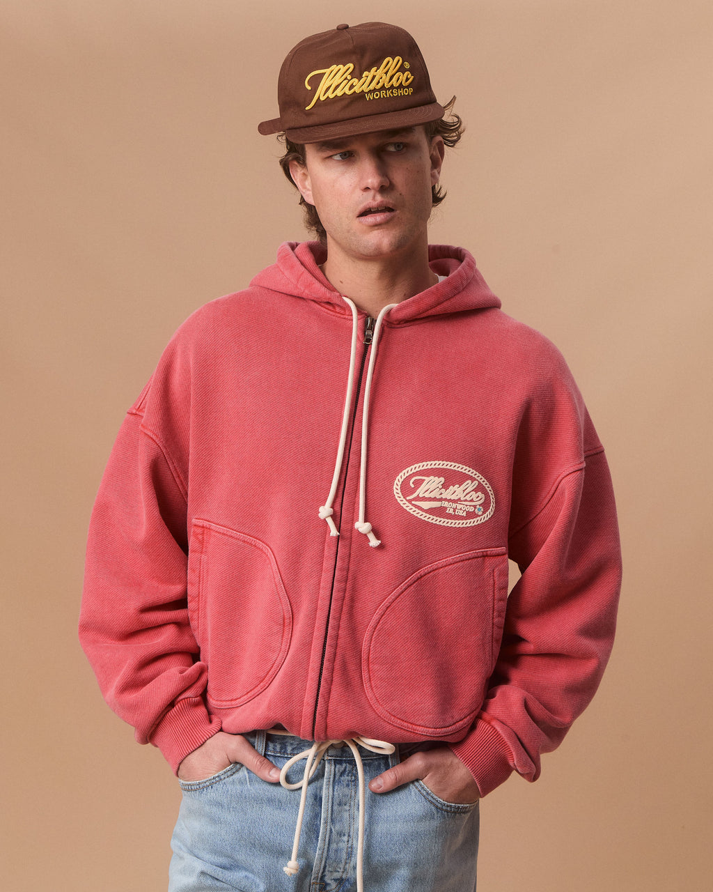 CONCHO IRONWEAVE™ ZIP HOODIE - CANDY RED