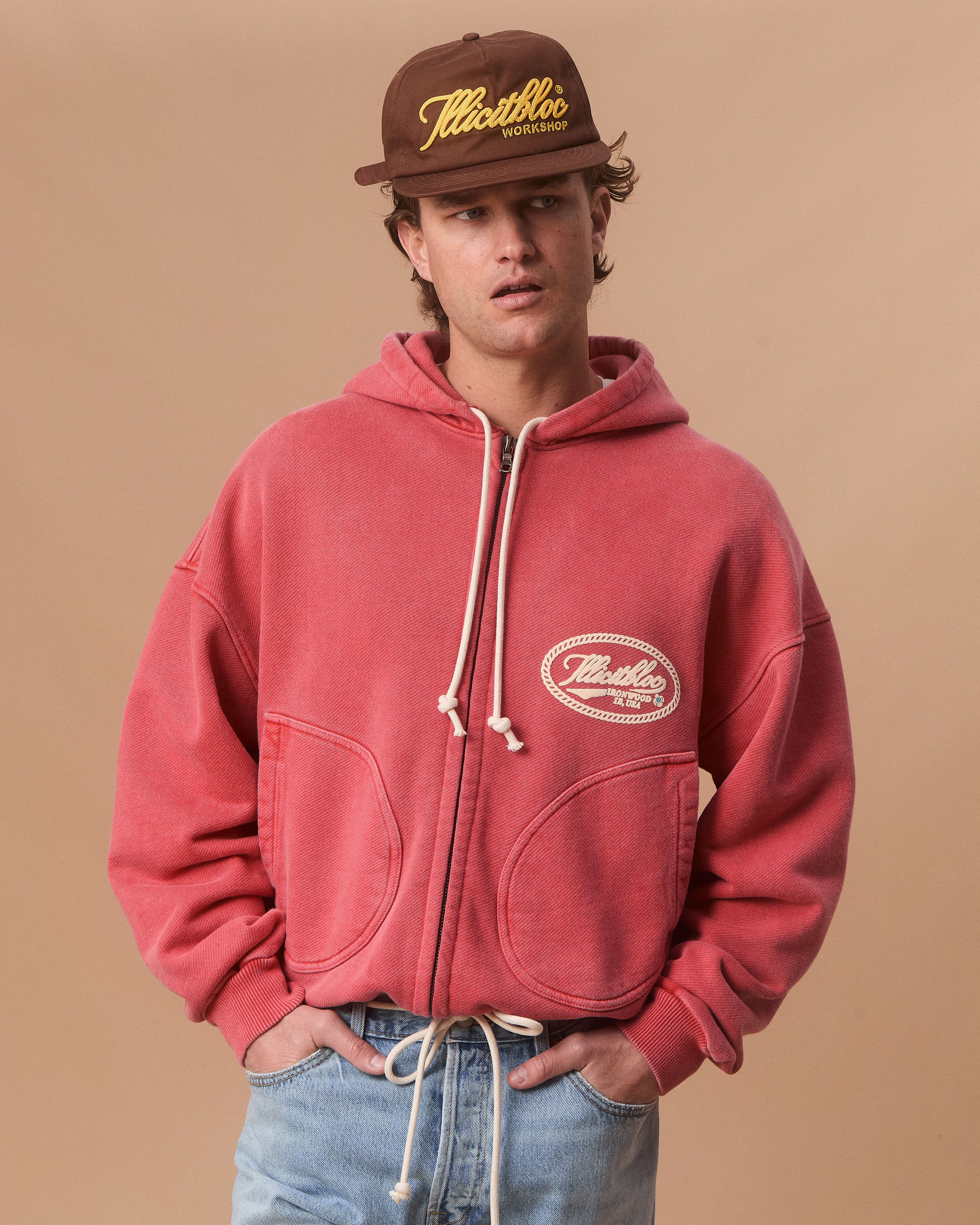 CONCHO IRONWEAVE™ ZIP HOODIE - CANDY RED