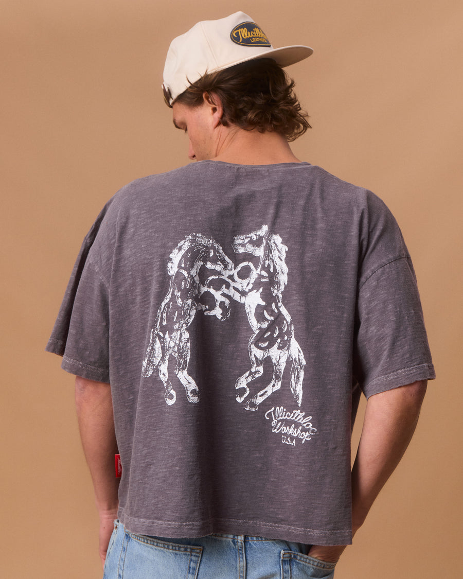 STALLIONS SLUB T-SHIRT - SLATE