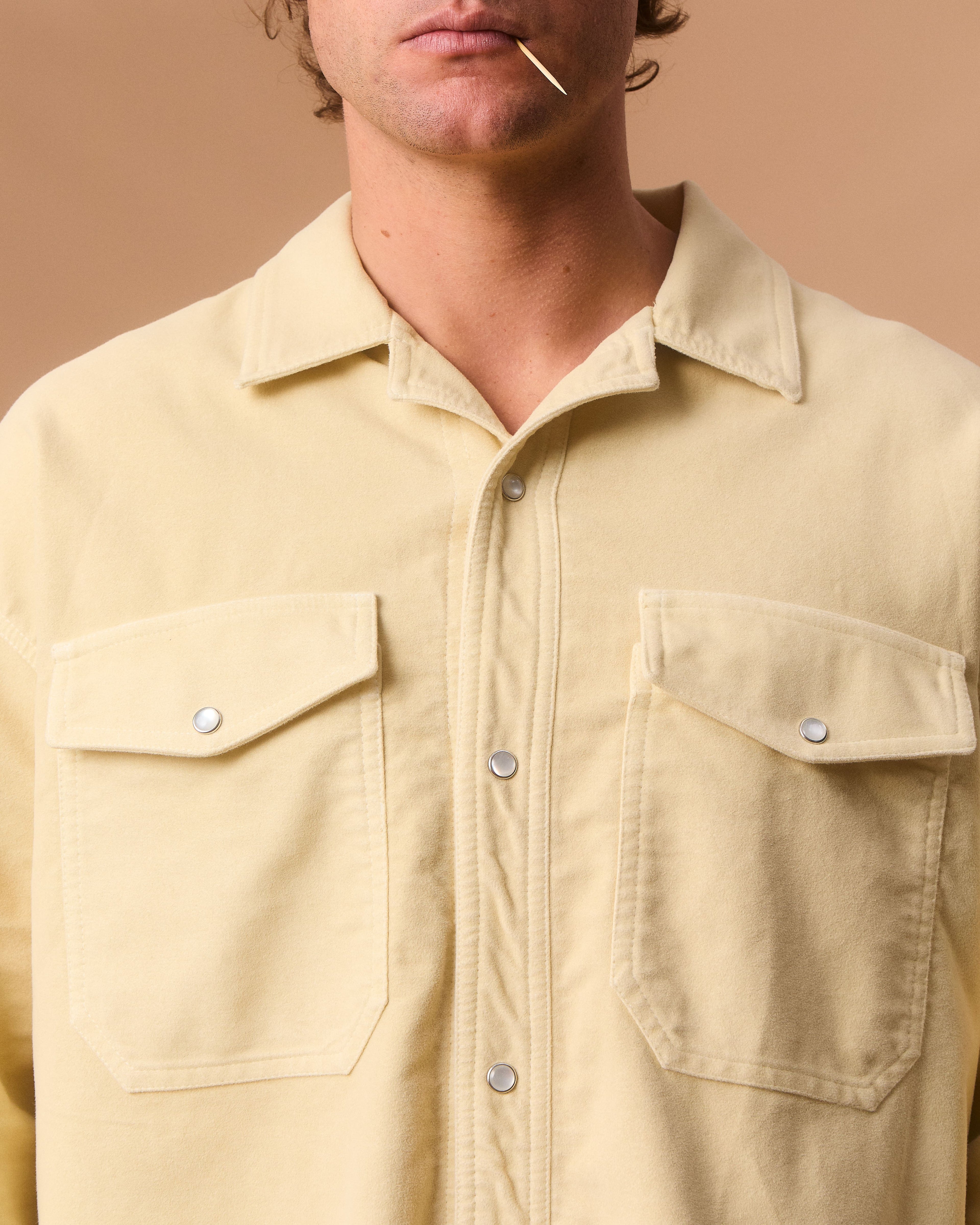 MOLESKIN RANCH STUD SHIRT - BUTTERCREAM
