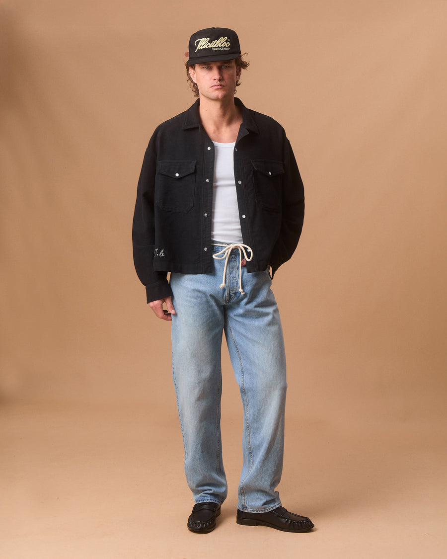 MOLESKIN RANCH STUD SHIRT - BLACK