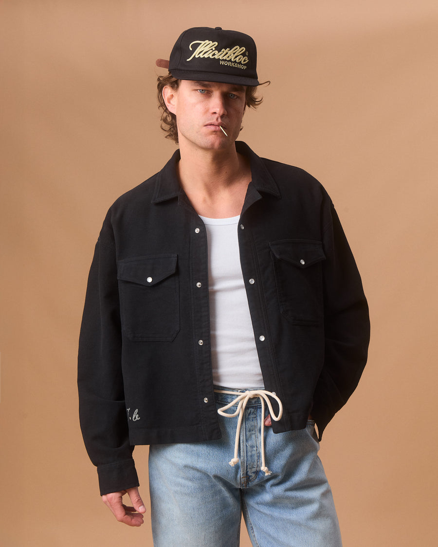 MOLESKIN RANCH STUD SHIRT - BLACK