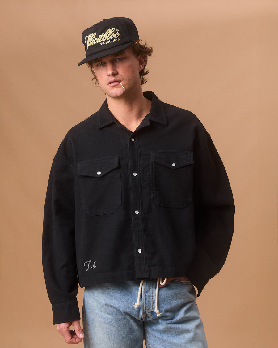 MOLESKIN RANCH STUD SHIRT - BLACK