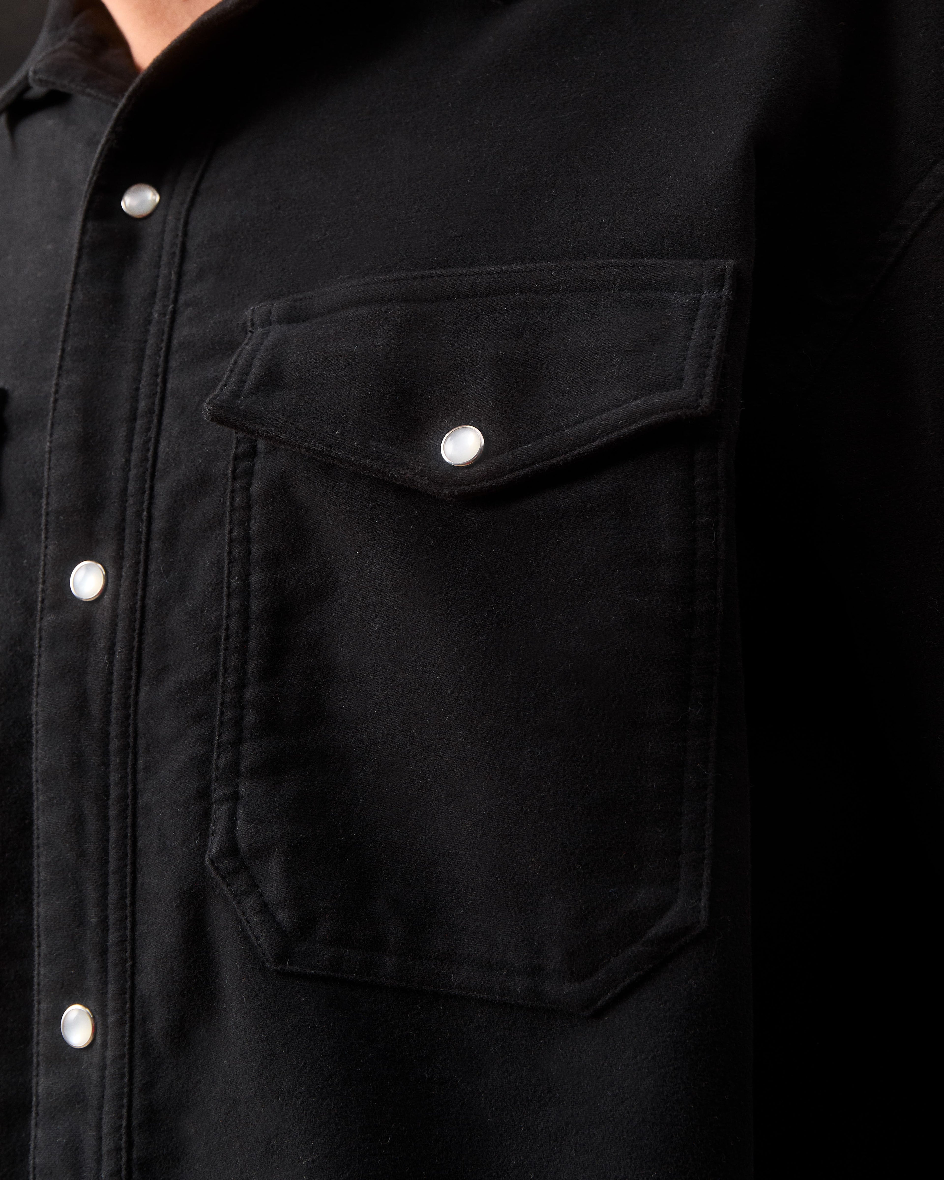 MOLESKIN RANCH STUD SHIRT - BLACK