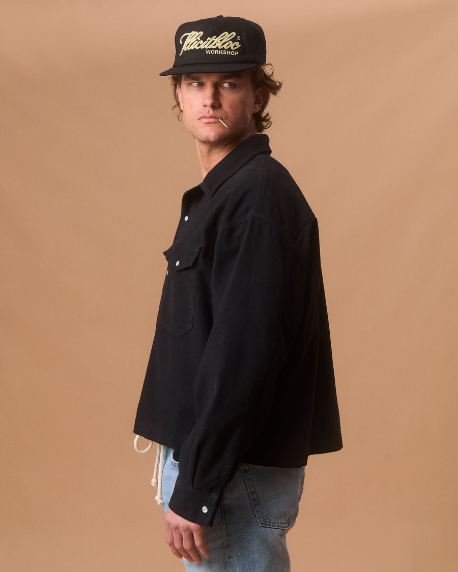 MOLESKIN RANCH STUD SHIRT - BLACK