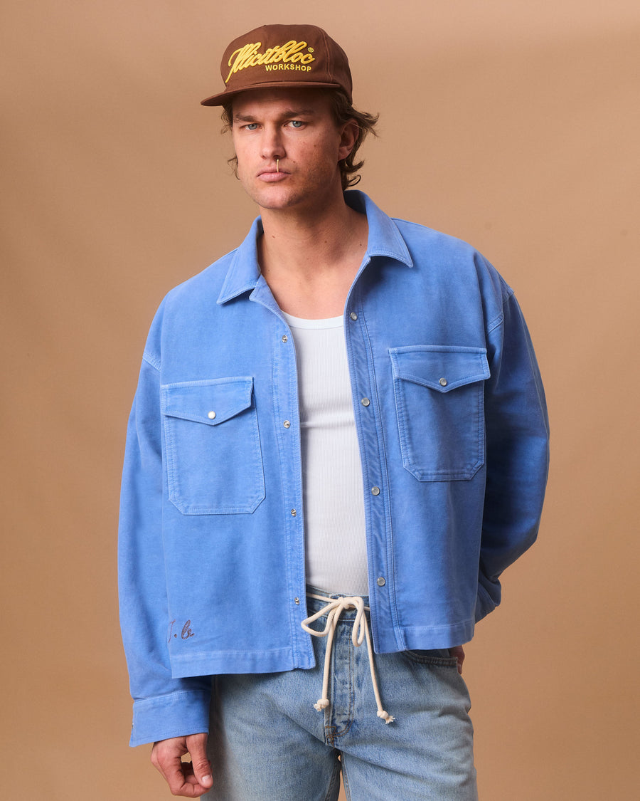 MOLESKIN RANCH STUD SHIRT - OXFORD BLUE