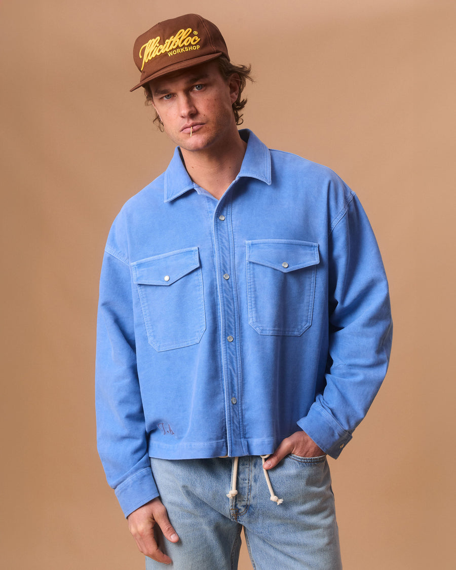 MOLESKIN RANCH STUD SHIRT - OXFORD BLUE