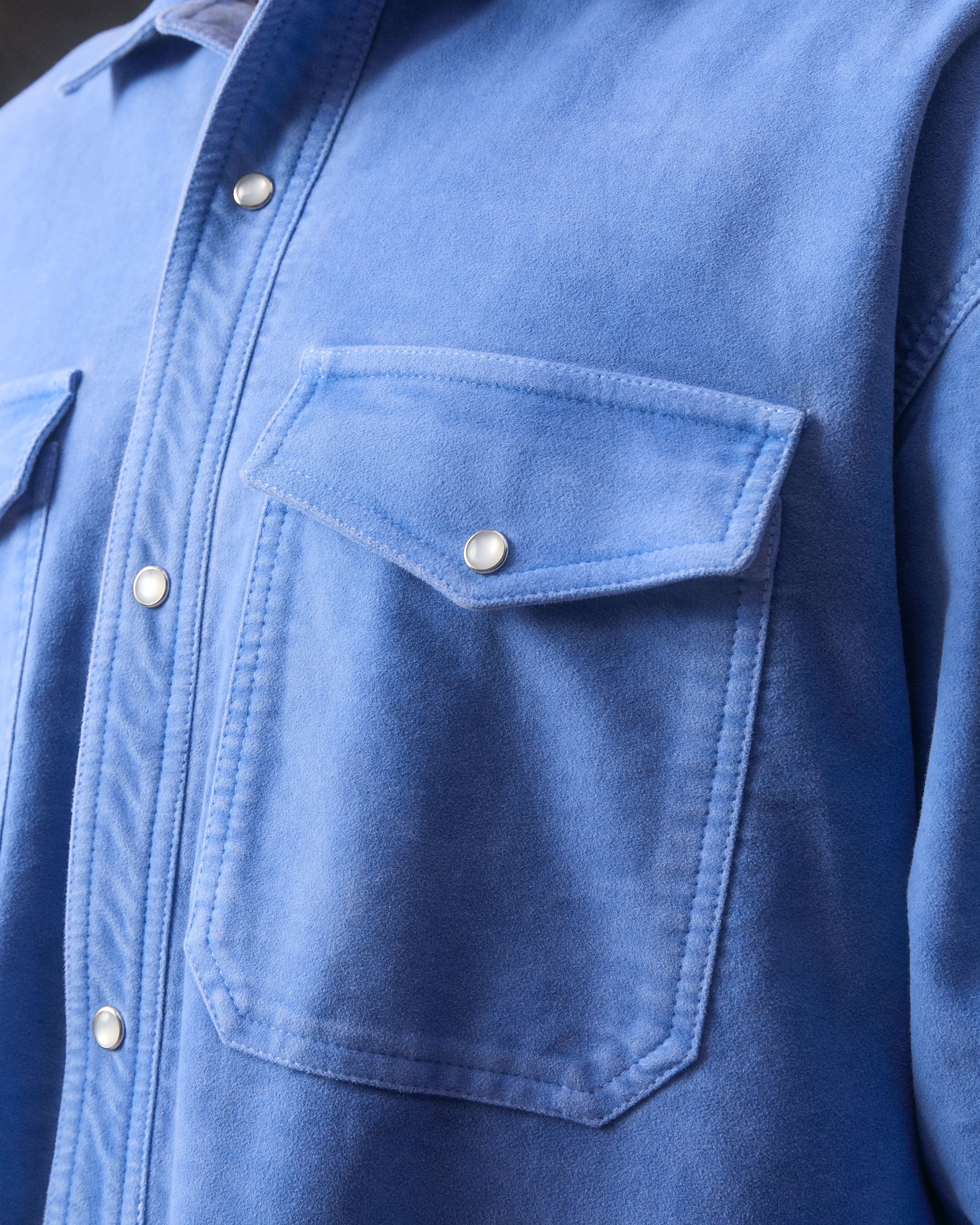 MOLESKIN RANCH STUD SHIRT - OXFORD BLUE