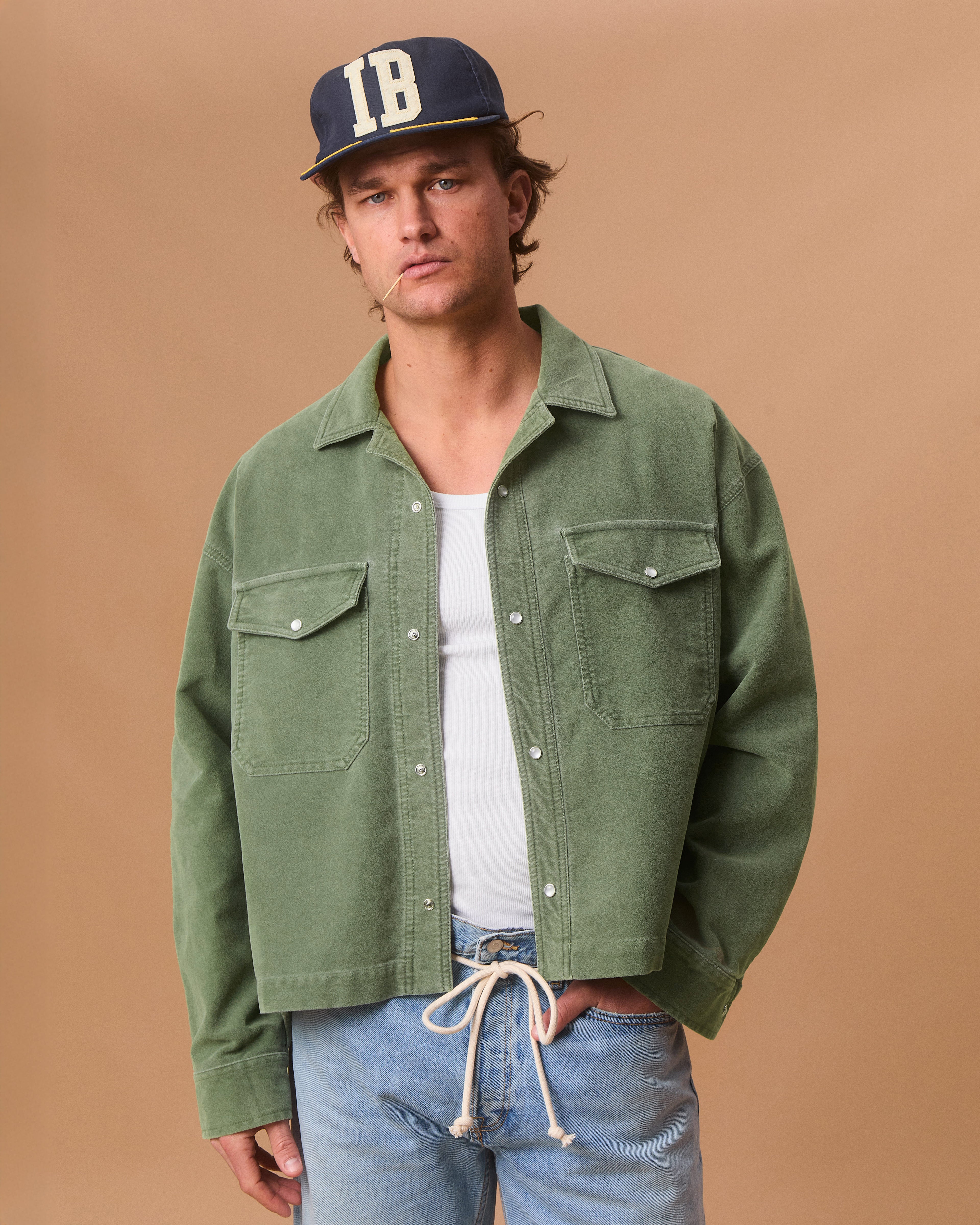 MOLESKIN RANCH STUD SHIRT - MOSS GRAY