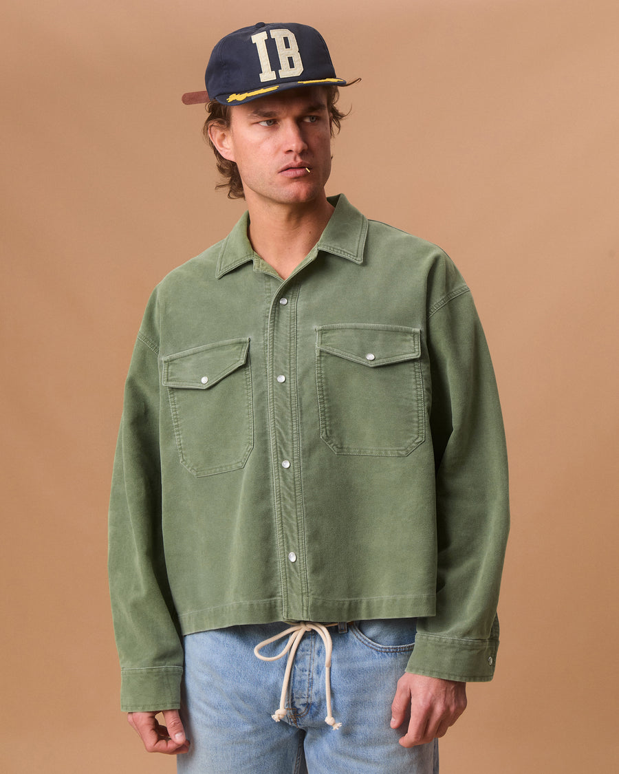MOLESKIN RANCH STUD SHIRT - MOSS GRAY