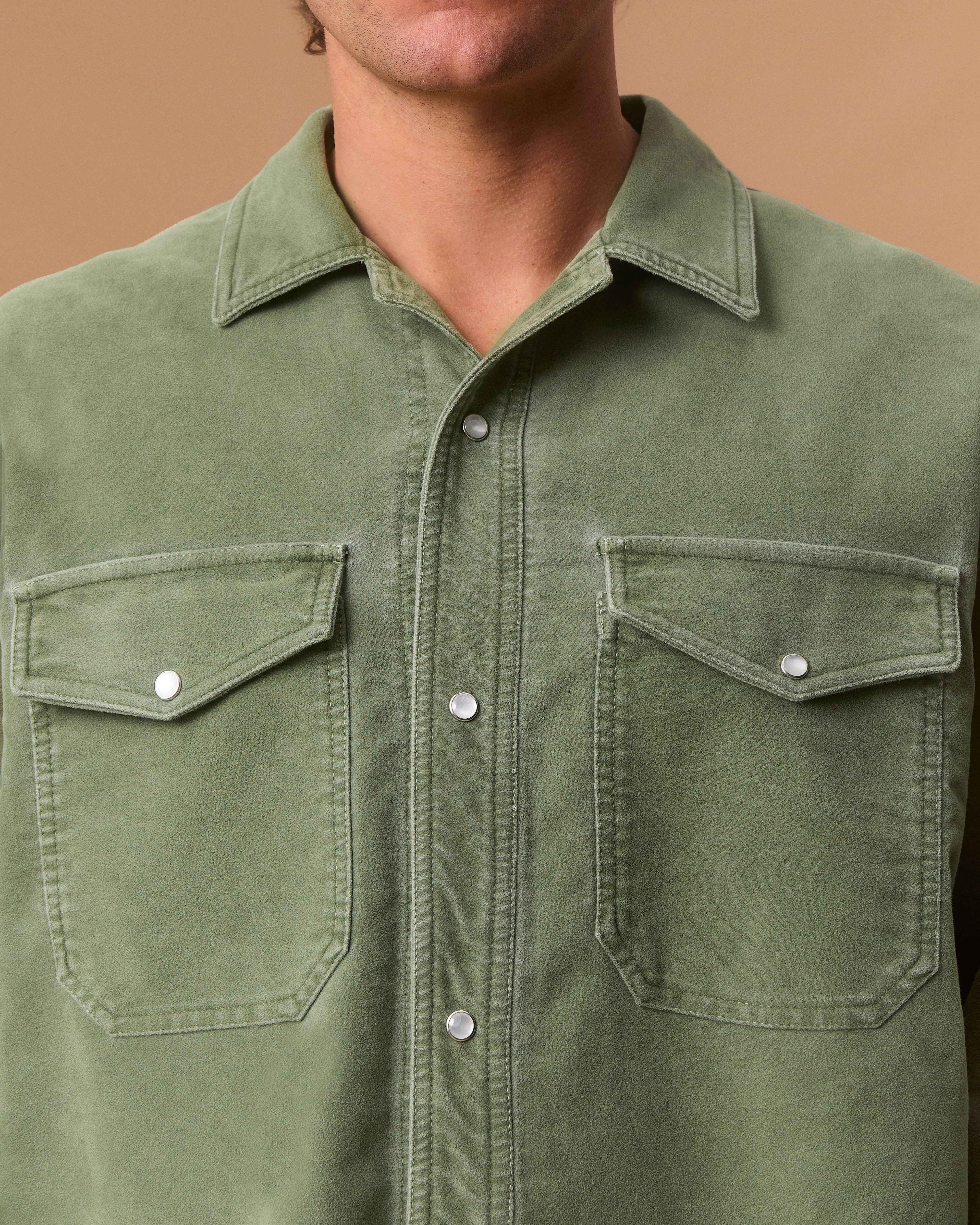 MOLESKIN RANCH STUD SHIRT - MOSS GRAY