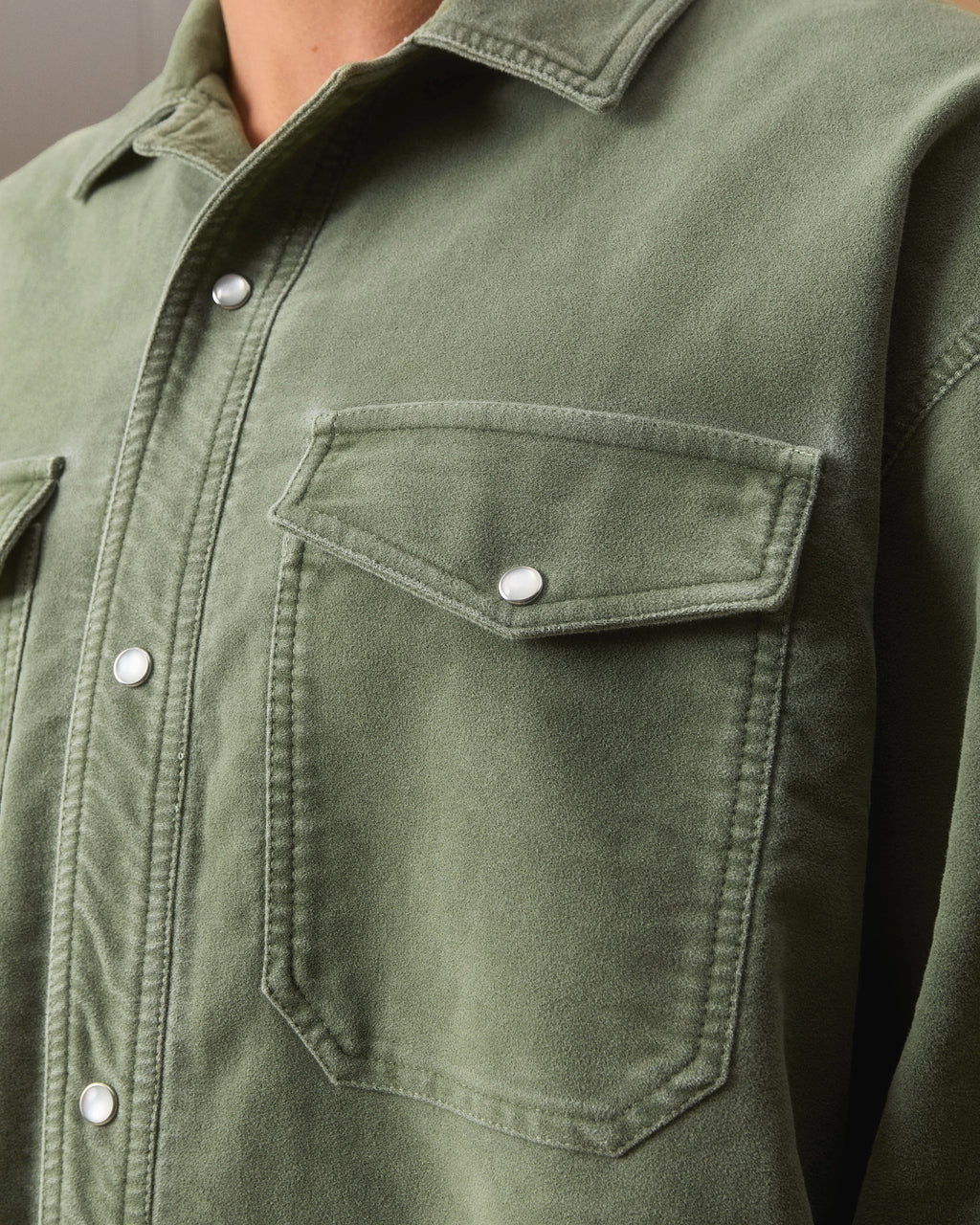 MOLESKIN RANCH STUD SHIRT - MOSS GRAY