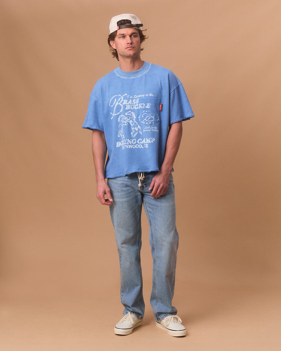 CAMP FEATHERKNIT™ RAW HEM T-SHIRT - POWDER BLUE