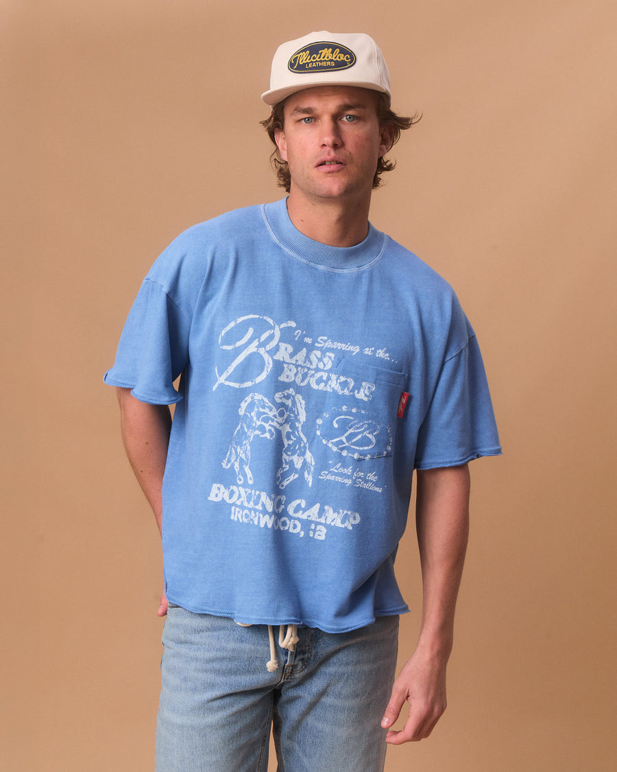 CAMP FEATHERKNIT™ RAW HEM T-SHIRT - POWDER BLUE