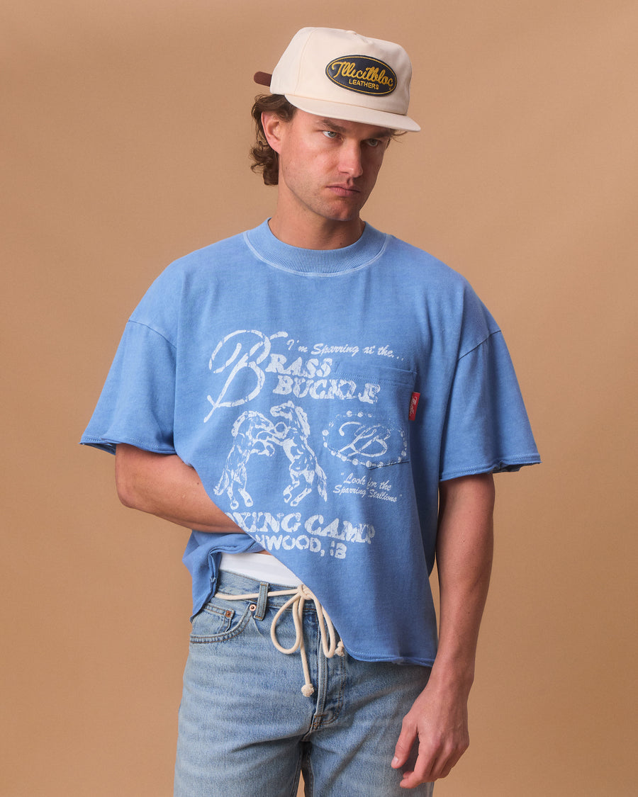 CAMP FEATHERKNIT™ RAW HEM T-SHIRT - POWDER BLUE