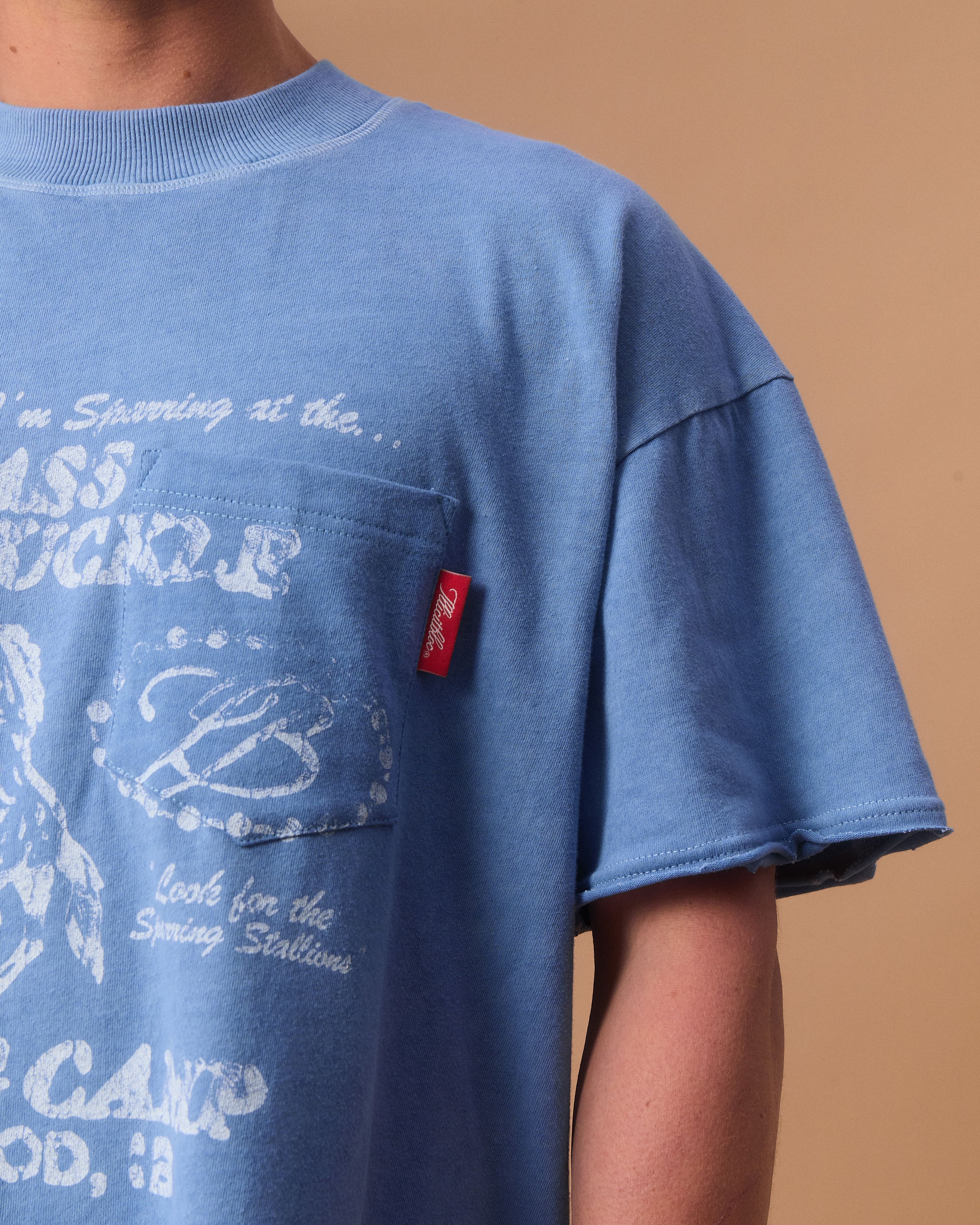 CAMP FEATHERKNIT™ RAW HEM T-SHIRT - POWDER BLUE