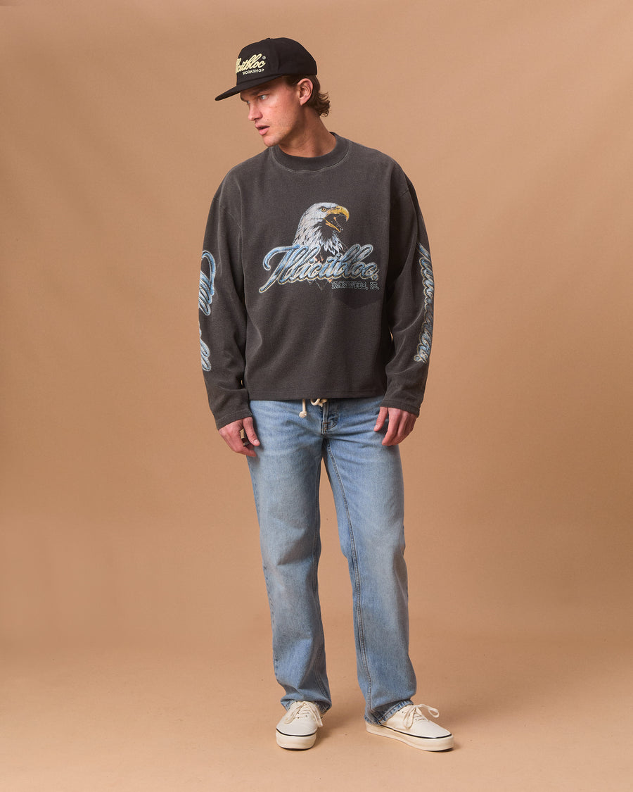 CHROME FEATHERKNIT™ LONG SLEEVE T-SHIRT - CHARCOAL