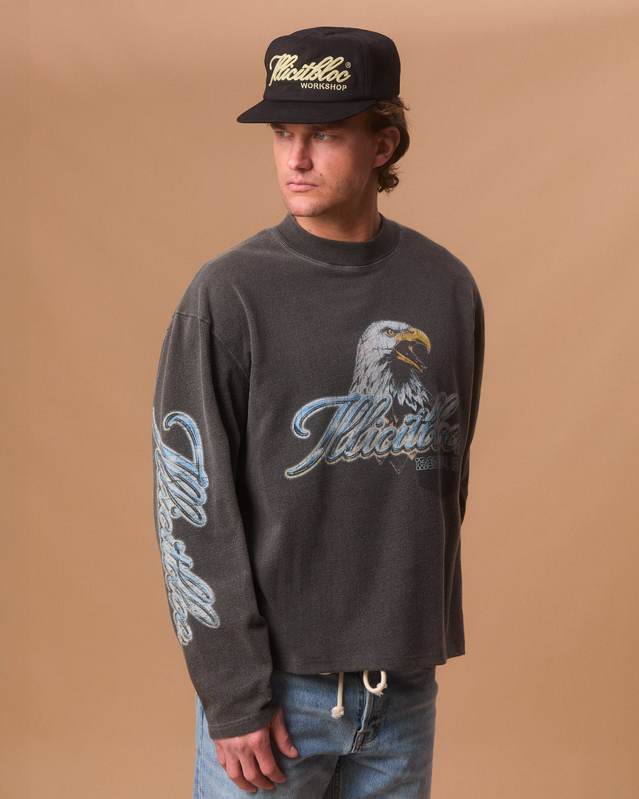 CHROME FEATHERKNIT™ LONG SLEEVE T-SHIRT - CHARCOAL