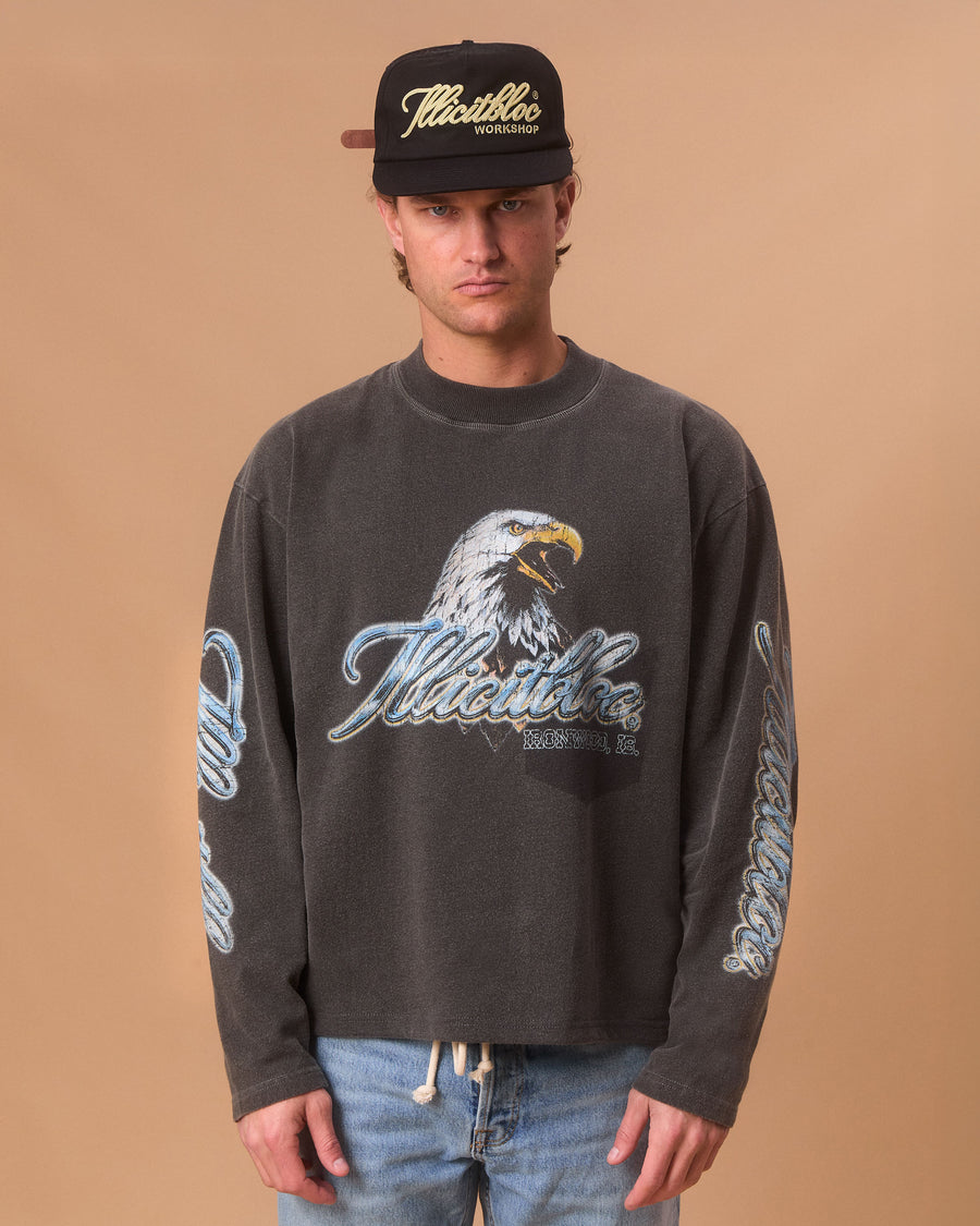 CHROME FEATHERKNIT™ LONG SLEEVE T-SHIRT - CHARCOAL