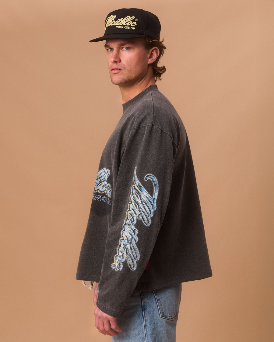 CHROME FEATHERKNIT™ LONG SLEEVE T-SHIRT - CHARCOAL