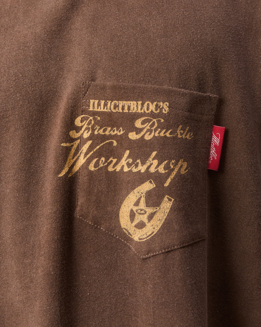WORKSHOP FEATHERKNIT™ RAW HEM T-SHIRT - WASHED BROWN