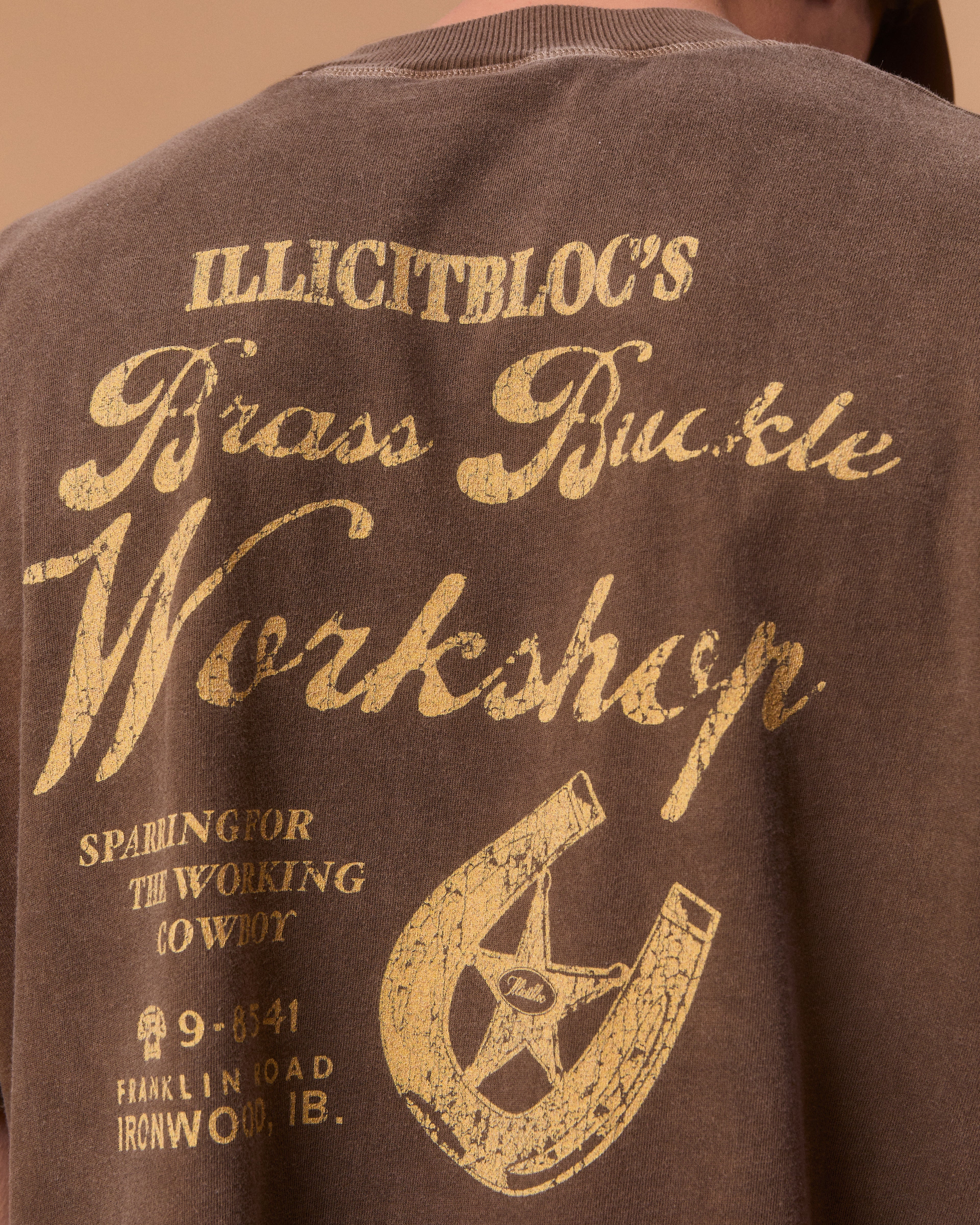 WORKSHOP FEATHERKNIT™ RAW HEM T-SHIRT - WASHED BROWN