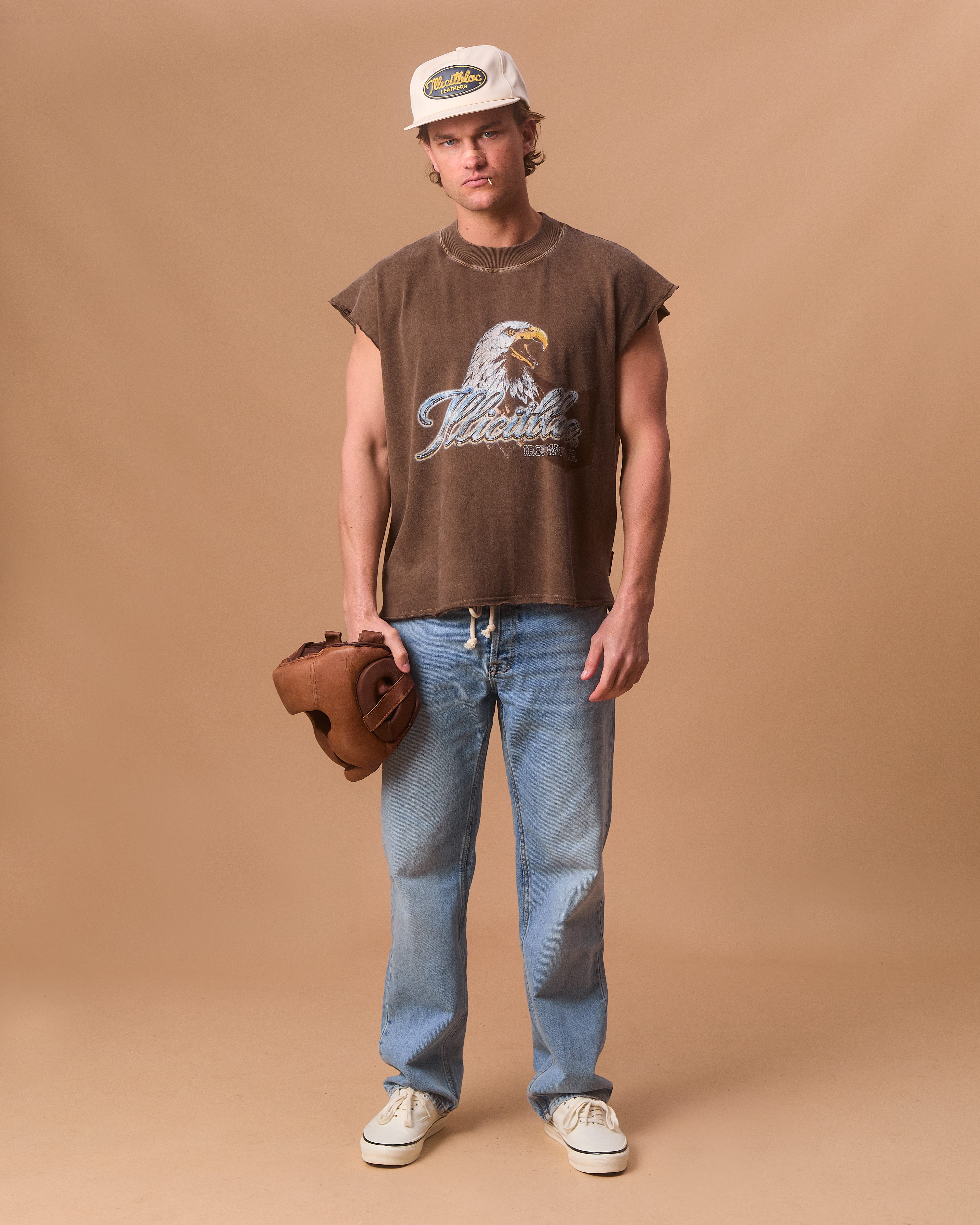 CHROME FEATHERKNIT™ RAW HEM TANK - WASHED BROWN