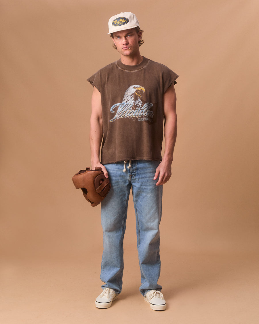 CHROME FEATHERKNIT™ RAW HEM TANK - WASHED BROWN