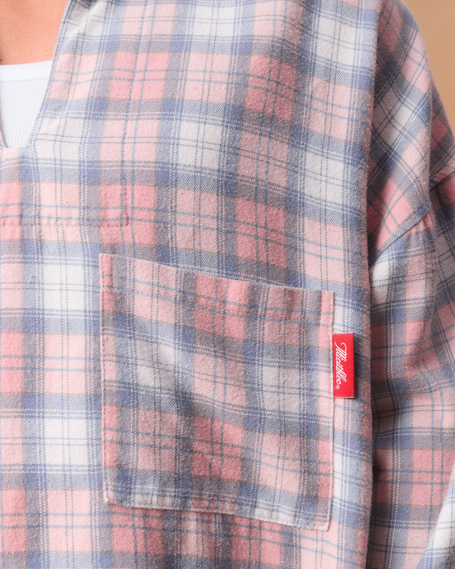 PLAID PULLOVER SHIRT - DUSTY RED