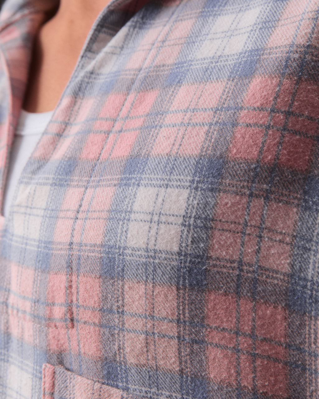 PLAID PULLOVER SHIRT - DUSTY RED