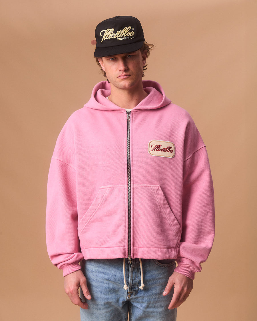 PATCHWORK TITANWEAVE™ ZIP HOODIE - WASHED PINK
