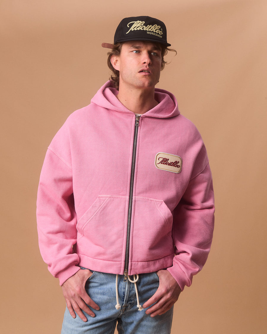 PATCHWORK TITANWEAVE™ ZIP HOODIE - WASHED PINK