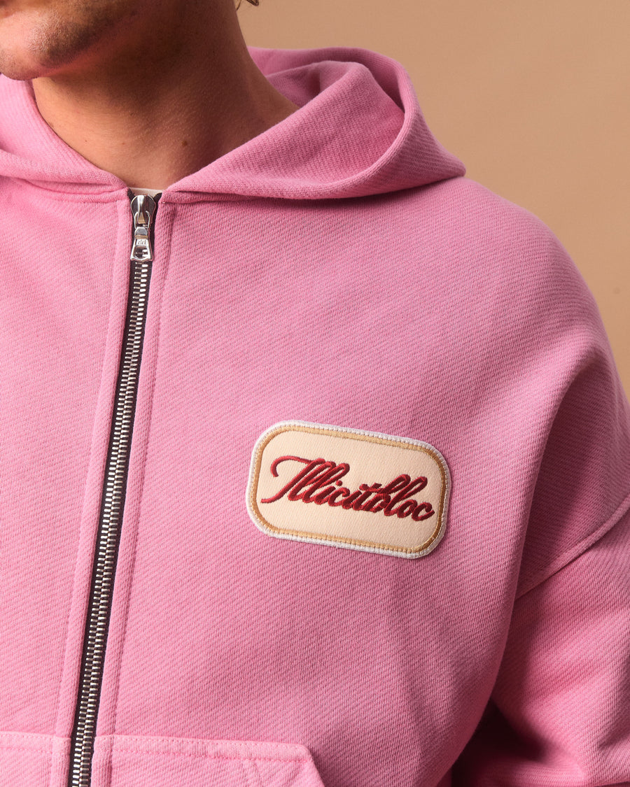 PATCHWORK TITANWEAVE™ ZIP HOODIE - WASHED PINK