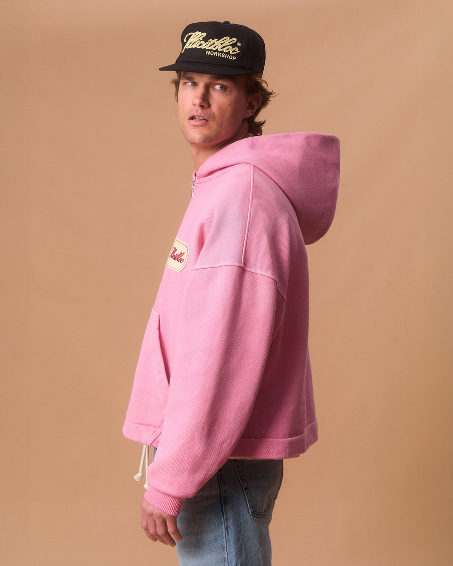 PATCHWORK TITANWEAVE™ ZIP HOODIE - WASHED PINK