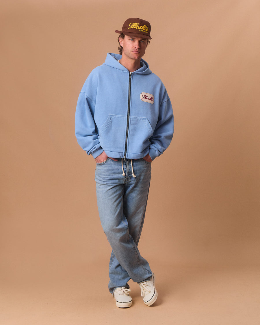 PATCHWORK TITANWEAVE™ ZIP HOODIE - POWDER BLUE