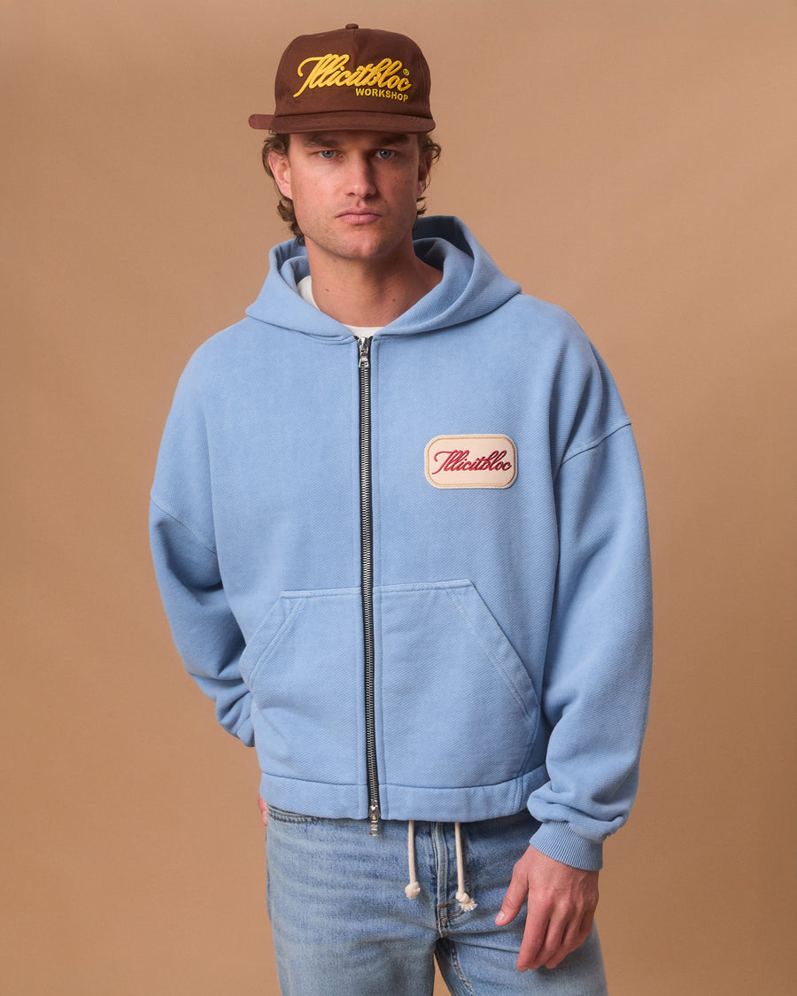 PATCHWORK TITANWEAVE™ ZIP HOODIE - POWDER BLUE
