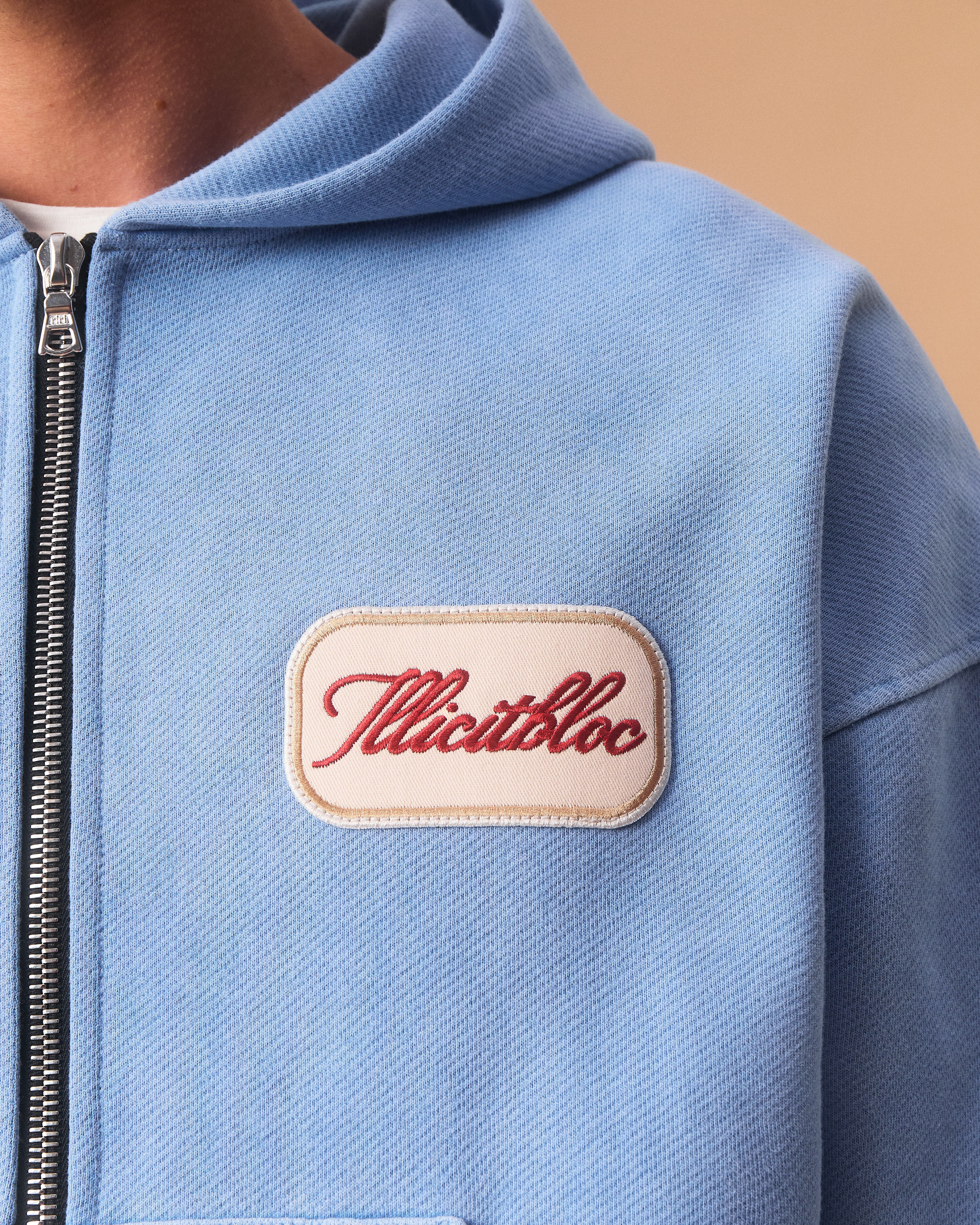 PATCHWORK TITANWEAVE™ ZIP HOODIE - POWDER BLUE – Illicitbloc