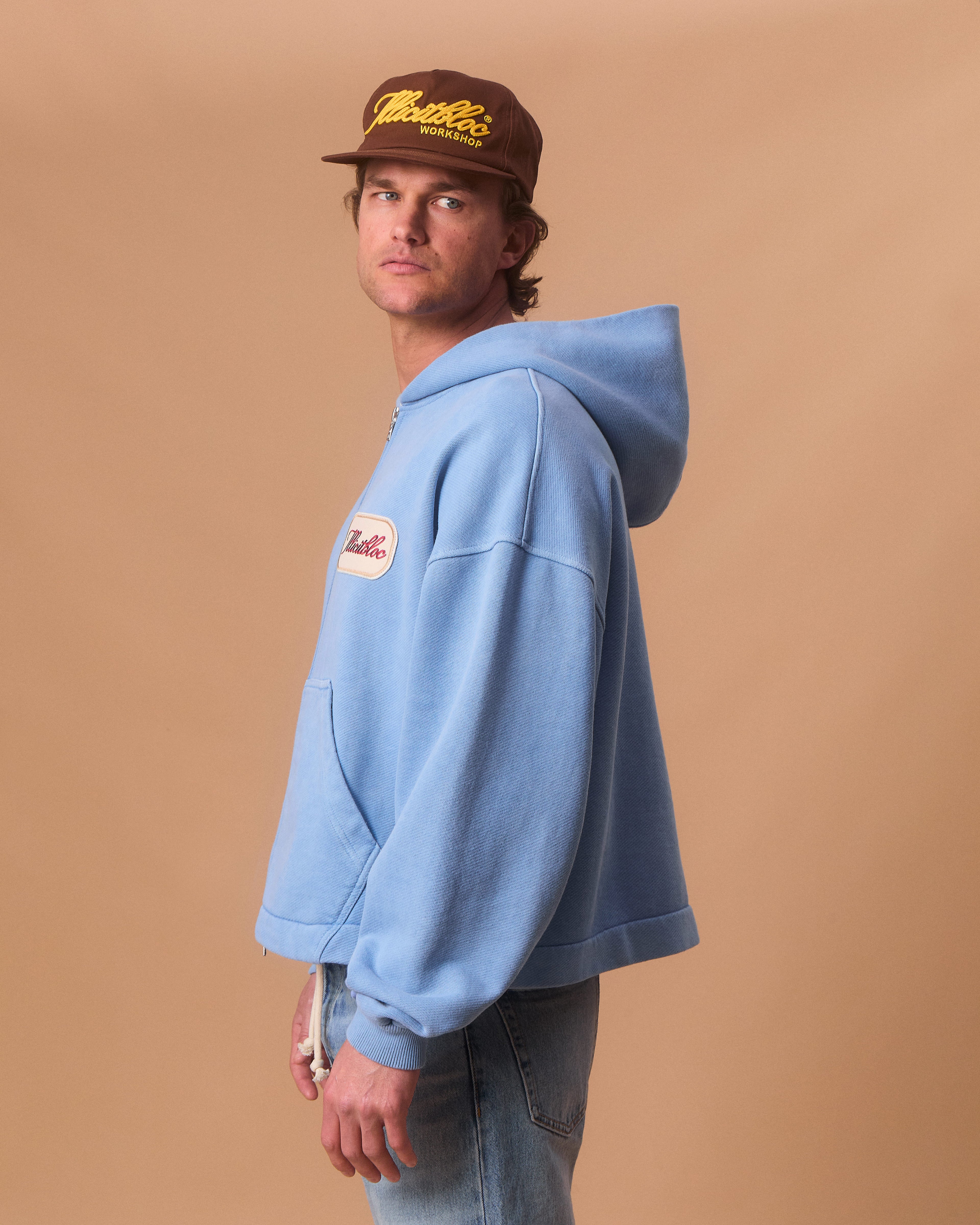 PATCHWORK TITANWEAVE™ ZIP HOODIE - POWDER BLUE