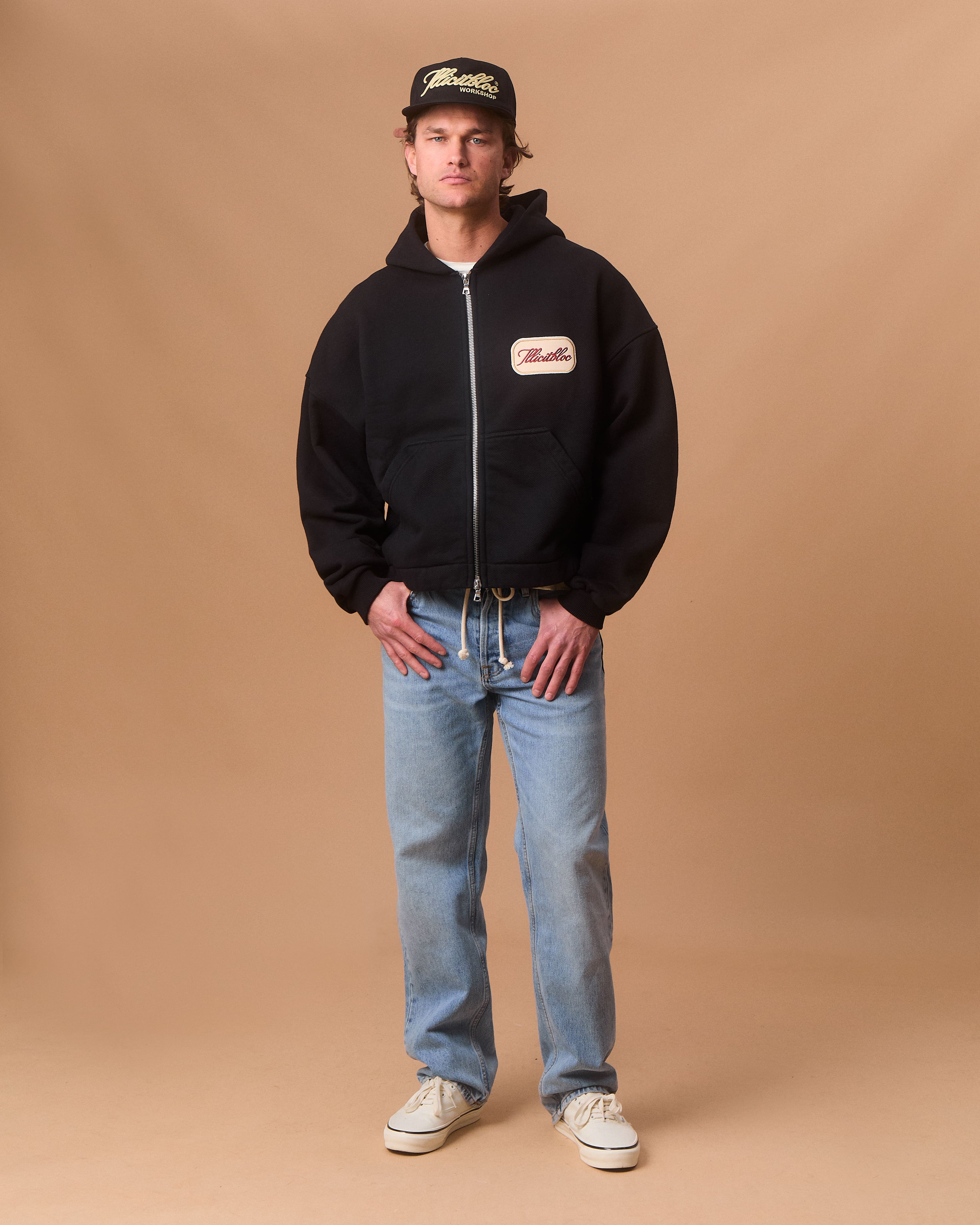 PATCHWORK TITANWEAVE™ ZIP HOODIE - BLACK