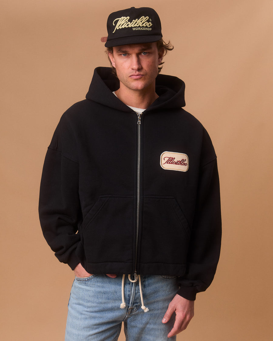 PATCHWORK TITANWEAVE™ ZIP HOODIE - BLACK