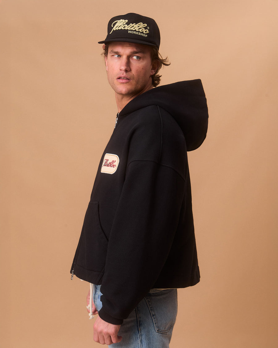 PATCHWORK TITANWEAVE™ ZIP HOODIE - BLACK
