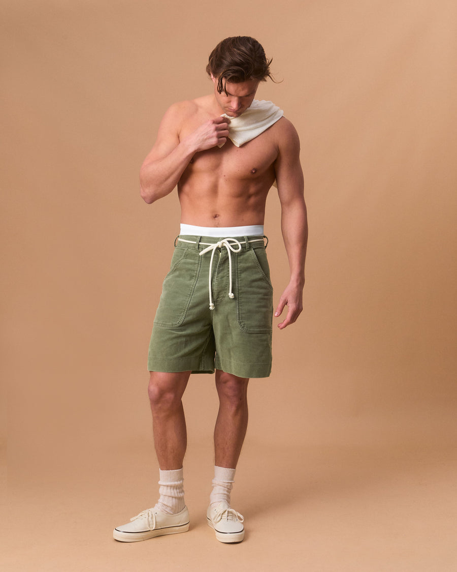MOLESKIN FATIGUE SHORTS - MOSS GRAY