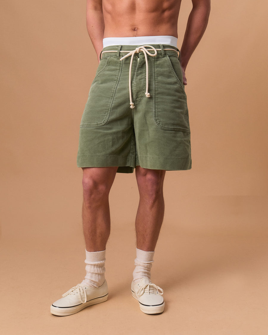 MOLESKIN FATIGUE SHORTS - MOSS GRAY