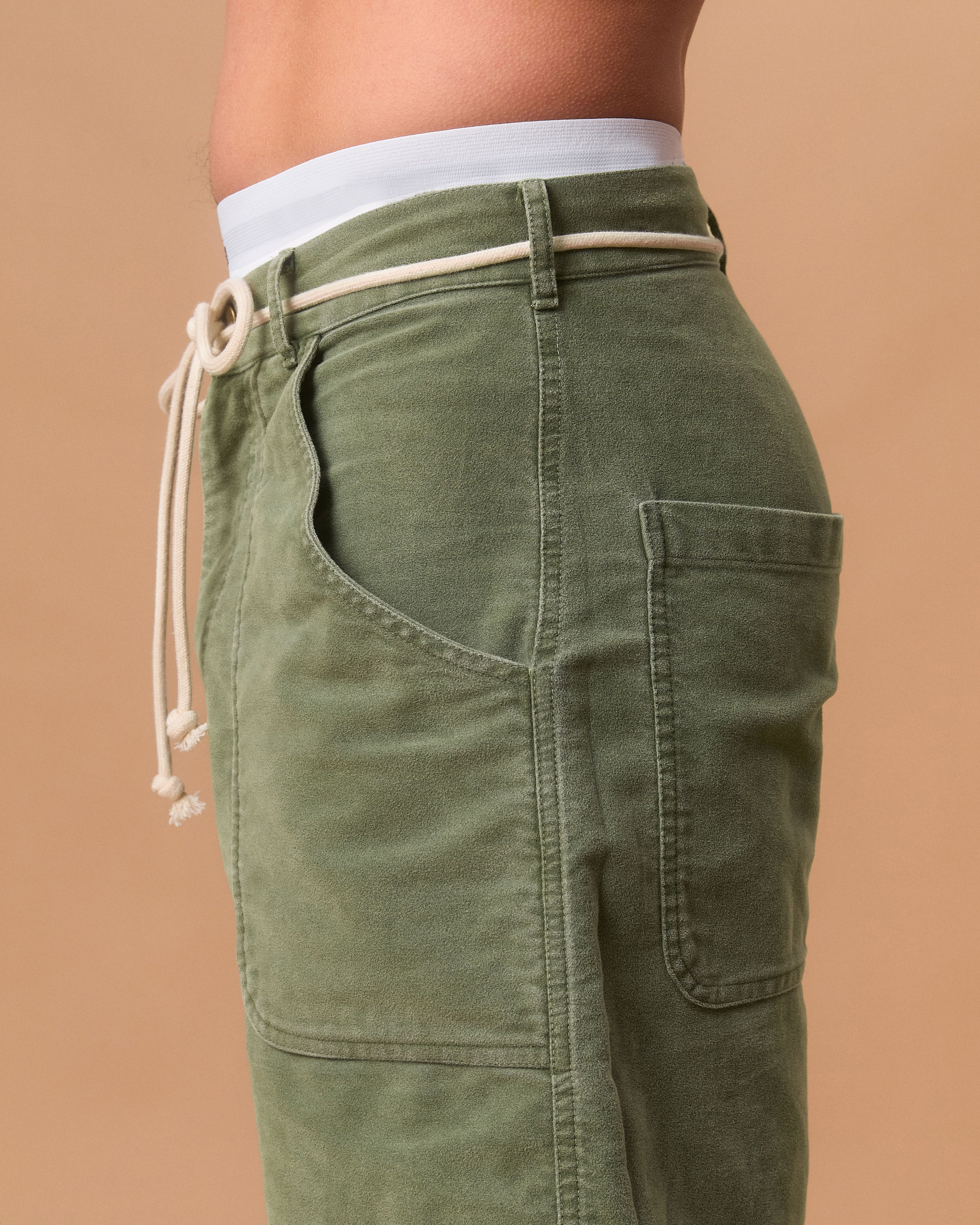 MOLESKIN FATIGUE SHORTS - MOSS GRAY