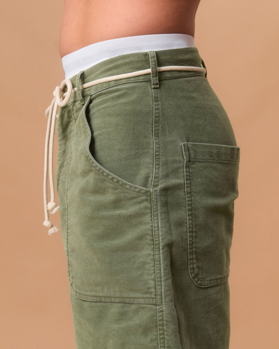 MOLESKIN FATIGUE SHORTS - MOSS GRAY