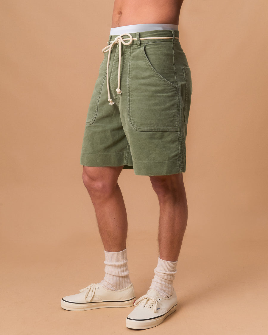 MOLESKIN FATIGUE SHORTS - MOSS GRAY