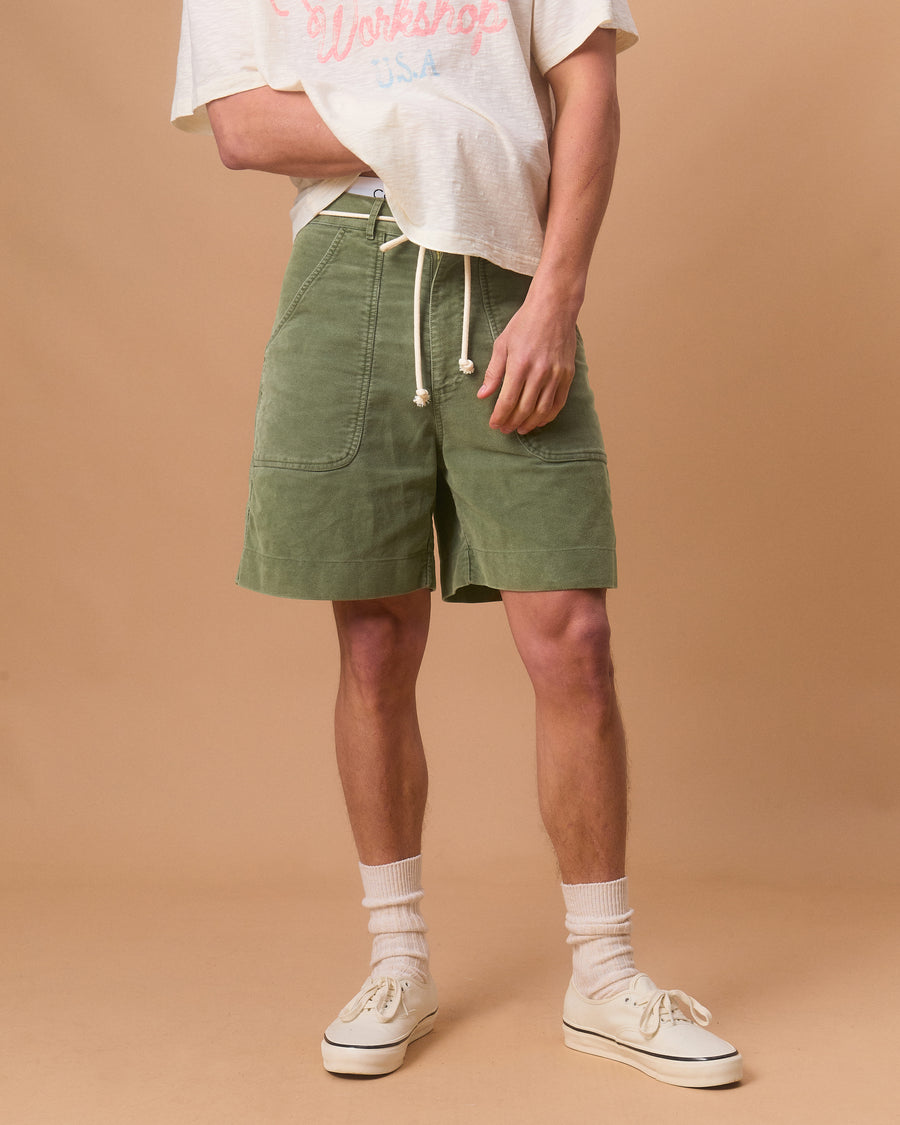MOLESKIN FATIGUE SHORTS - MOSS GRAY
